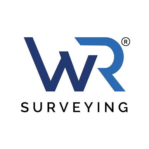 WR Surveying Stacked Logo Stacked WR Surveying logo in blue and grey – official brand mark